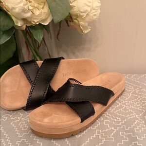 Jack Rogers Black and Tan Slide Sandals